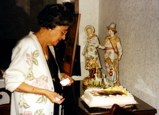 Mary can't get enough of herself on the cake for her 90th